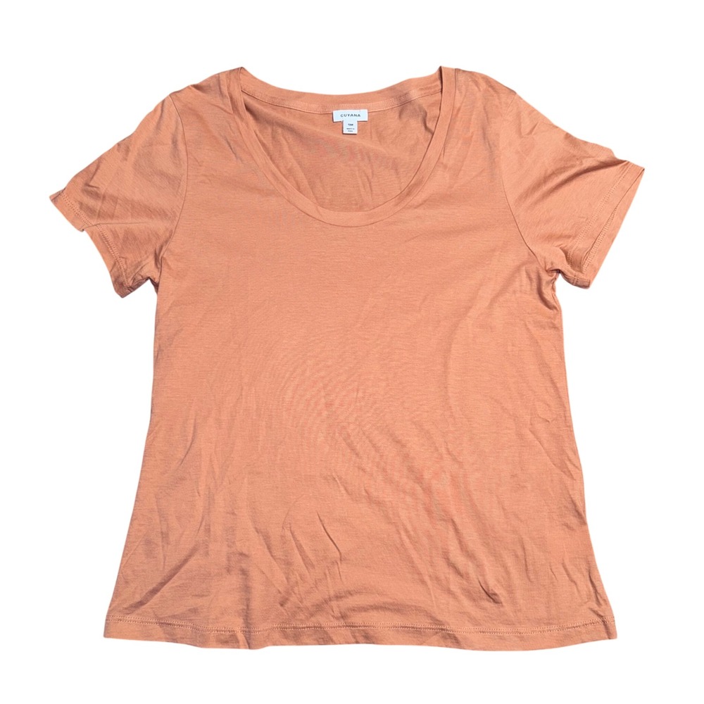 Cuyana Pima Cotton Scoop Neck Tee Womens SM Terracotta Excellent Short Sleeve